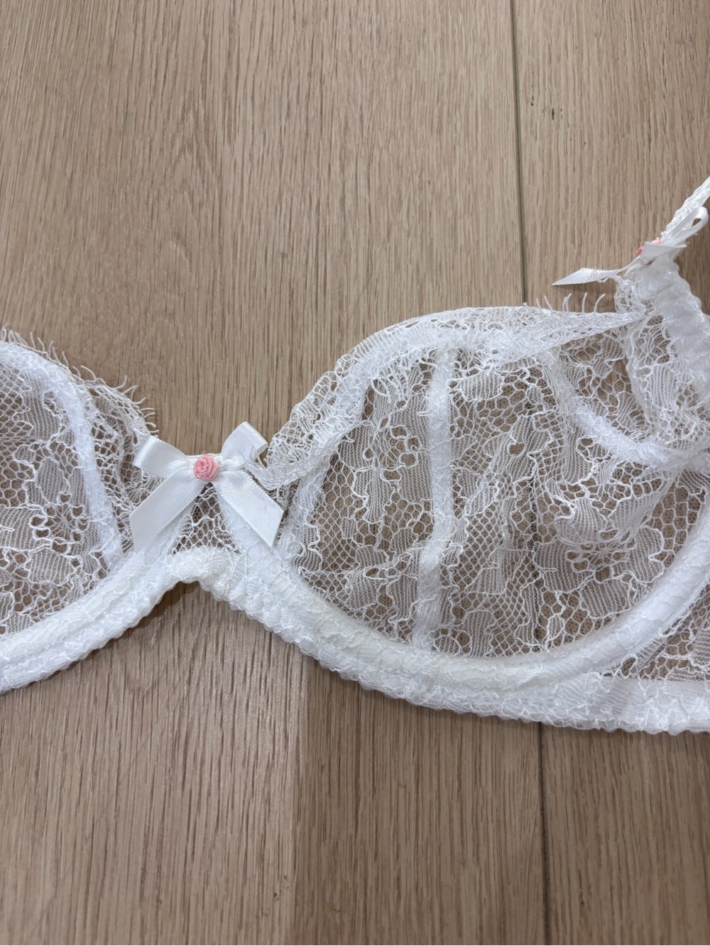 NWT Agent Provocateur White Sheer Lace Underwire Balcony Bra - Picture 3 of 5